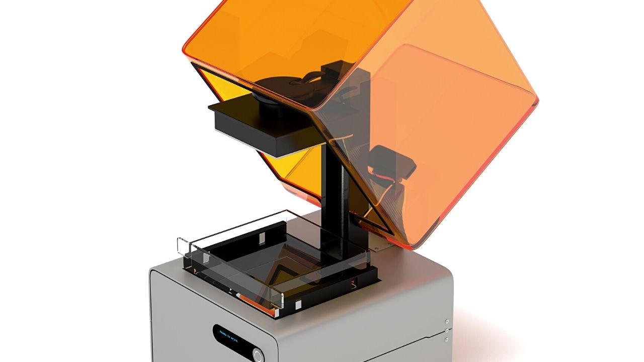 Ilustrasi mesin yang menggunakan teknik stereolithography dalam 3d printing